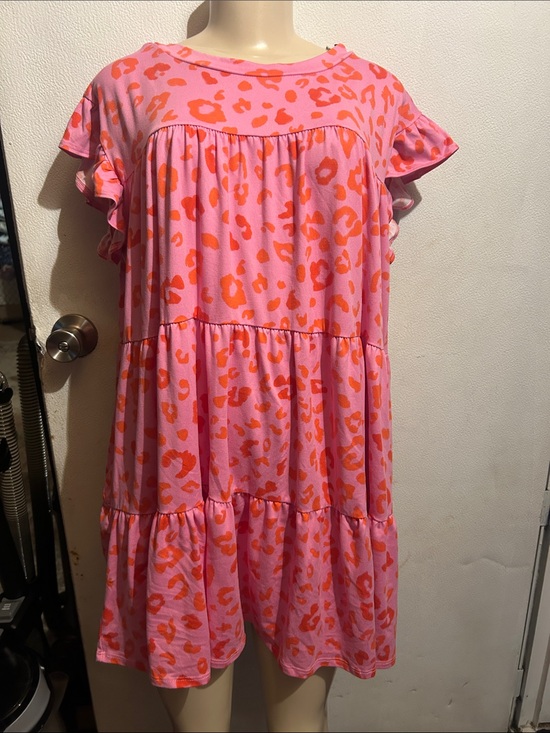 entro Dresses & Skirts - entro Pink and Orange Ruffle Sleeve Mini Dress